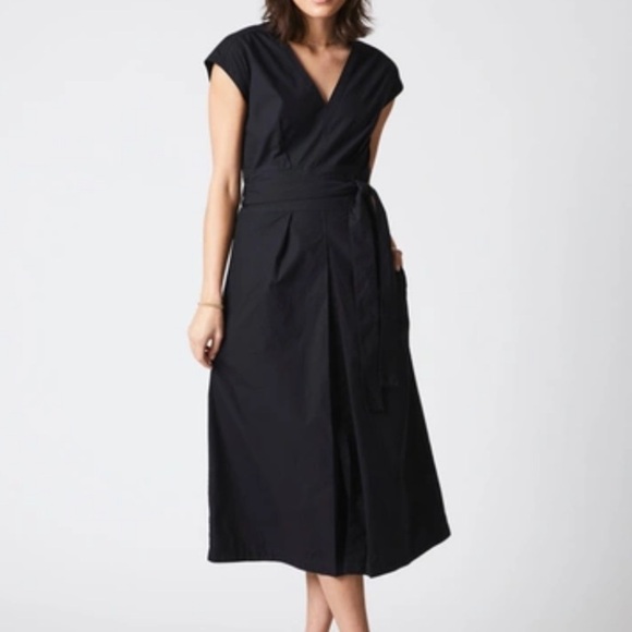 Billy Reid Black A-Line Midi Dress V-Neck - Picture 1 of 7